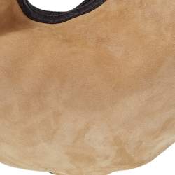 Pre Owned حقيبة هوبو غوتشي إبزيم جلد غوتشيسما وسويدي بني/ بيج