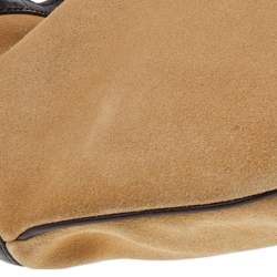 Pre Owned حقيبة هوبو غوتشي إبزيم جلد غوتشيسما وسويدي بني/ بيج