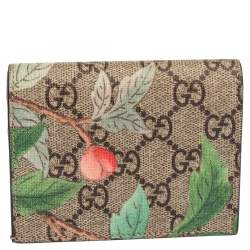 مملوكة مسبقًا حافظة بطاقات غوتشي طية مزدوجة مطرز بيرد كانفاس سوبريم جي جي بيج