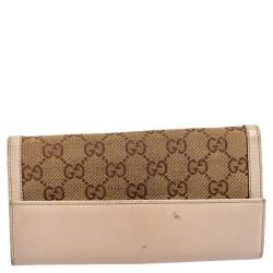 Gucci Beige/Ivory GG Canvas and Leather Continental Wallet