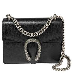 Pre Owned حقيبة كتف غوتشي ميني ديونيسوس جلد أسود