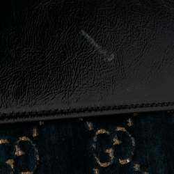 مملوكة مسبقًا حقيبة كتف غوتشي ديونيسوس جلد لامع وقطيفة جي جي سوبريم أسود/ أزرق صغيرة