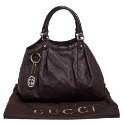 مملوكة مسبقًا Gucci Dark Brown Guccissima Leather Medium Sukey Tote