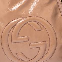 Pre Owned حقيبة غوتشي سوهو جلد بيج لامع متوسطة