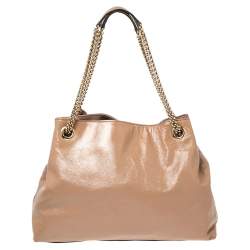 Pre Owned حقيبة غوتشي سوهو جلد بيج لامع متوسطة