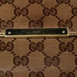 مملوكة مسبقًا Gucci Beige/Gold GG Crystal Canvas and Leather Flap Continental Wallet