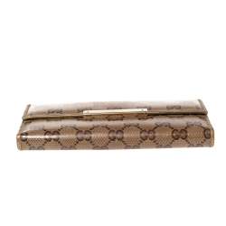 مملوكة مسبقًا Gucci Beige/Gold GG Crystal Canvas and Leather Flap Continental Wallet