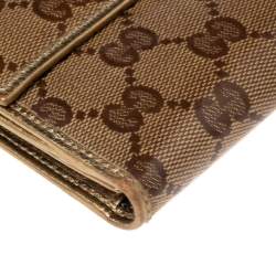 مملوكة مسبقًا Gucci Beige/Gold GG Crystal Canvas and Leather Flap Continental Wallet