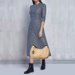 Pre Owned حقيبة هوبو غوتشي سوكي متوسطة جلد وكانفاس ديامنت أسود/ بيج