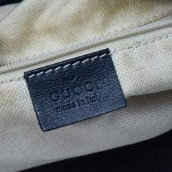 Pre Owned حقيبة هوبو غوتشي سوكي متوسطة جلد وكانفاس ديامنت أسود/ بيج