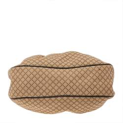 Pre Owned حقيبة هوبو غوتشي سوكي متوسطة جلد وكانفاس ديامنت أسود/ بيج