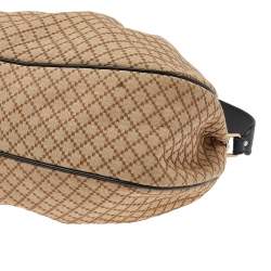 Pre Owned حقيبة هوبو غوتشي سوكي متوسطة جلد وكانفاس ديامنت أسود/ بيج