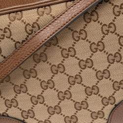 Pre Owned حقيبة كروس غوتشي بري جلد  وكانفاس جي جي بيج/ بني