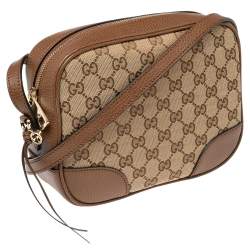 Pre Owned حقيبة كروس غوتشي بري جلد وكانفاس جي جي بيج/ بني