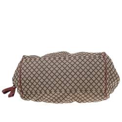 Pre Owned Gucci Beige/Red Diamante Canvas And Leather Sukey Satchel