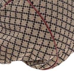 Pre Owned Gucci Beige/Red Diamante Canvas And Leather Sukey Satchel