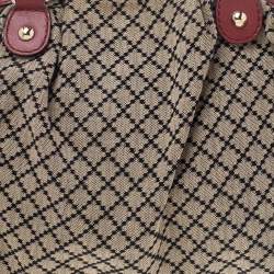 Pre Owned Gucci Beige/Red Diamante Canvas And Leather Sukey Satchel