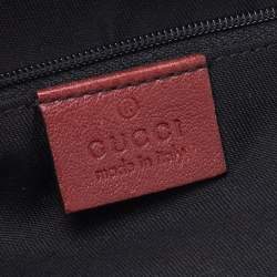 Pre Owned Gucci Beige/Red Diamante Canvas And Leather Sukey Satchel