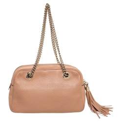 Pre Owned حقيبة كتف غوتشي سلسلة سوهو متوسطةجلد بيج