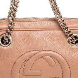 Pre Owned حقيبة كتف غوتشي سلسلة سوهو متوسطةجلد بيج