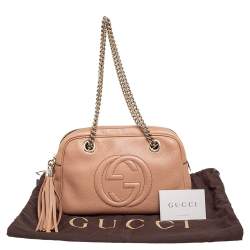 Pre Owned حقيبة كتف غوتشي سلسلة سوهو متوسطةجلد بيج