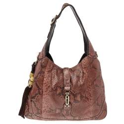 مملوكة مسبقًا حقيبة هوبو غوتشي جاكي متوسطة جلد ثعبان وجلد متعددة الألوان