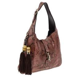 مملوكة مسبقًا حقيبة هوبو غوتشي جاكي متوسطة جلد ثعبان وجلد متعددة الألوان