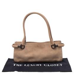Pre Owned Gucci Beige Suede And Leather Shoulder Bag