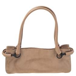 Pre Owned Gucci Beige Suede And Leather Shoulder Bag