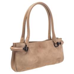 Pre Owned Gucci Beige Suede And Leather Shoulder Bag