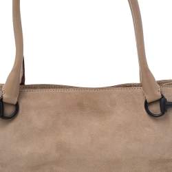 Pre Owned Gucci Beige Suede And Leather Shoulder Bag