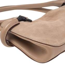 Pre Owned Gucci Beige Suede And Leather Shoulder Bag