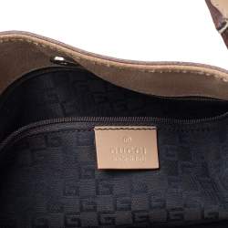 Pre Owned Gucci Beige Suede And Leather Shoulder Bag