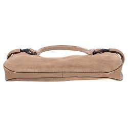 Pre Owned Gucci Beige Suede And Leather Shoulder Bag