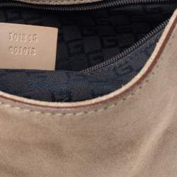 Pre Owned Gucci Beige Suede And Leather Shoulder Bag