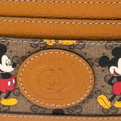 Gucci x Disney Tan GG Supreme and Leather Mickey Mouse Card Holder