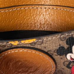 Gucci x Disney Tan GG Supreme and Leather Mickey Mouse Card Holder