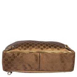 مملوكة مسبقًا Gucci Brown/Metallic Gold GG Satin And Canvas Medium Abbey Tote