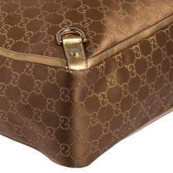 مملوكة مسبقًا Gucci Brown/Metallic Gold GG Satin And Canvas Medium Abbey Tote