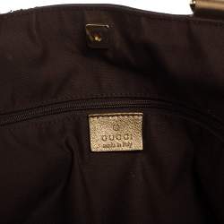 مملوكة مسبقًا Gucci Brown/Metallic Gold GG Satin And Canvas Medium Abbey Tote