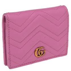 مملوكة مسبقًا  حافظة بطاقات غوتشي مارمونت جي جي جلد ماتيلاس وردي