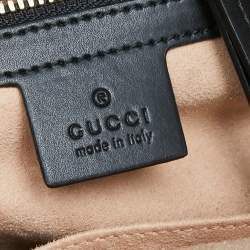 Pre Owned Gucci Black/Beige GG Supreme Coated Canvas And Leather Bees Backpack
