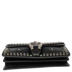 مملوكة مسبقًا Gucci Black Leather Small Dionysus Embellished Shoulder Bag