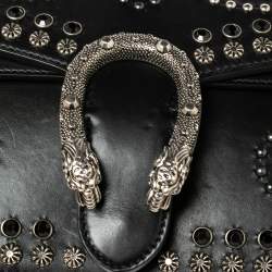 مملوكة مسبقًا Gucci Black Leather Small Dionysus Embellished Shoulder Bag