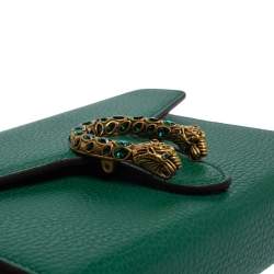 Pre Owned Gucci Green Leather Dionysus Wallet On Chain
