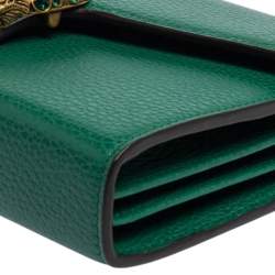 Pre Owned Gucci Green Leather Dionysus Wallet On Chain