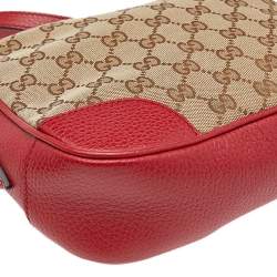 Pre Owned حقيبة كروس غوتشي بري جلد وكانفاس GG  بيج/أحمر