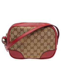 Gucci GG Crossbody Bag Micro Guccissima Red in Leather with Gold-tone - US