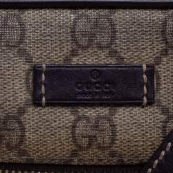 مملوكة مسبقًا حقيبة كاميرا غوتشي حافة جلد وكانفاس جي جي سوبريم بيج/بني سحاب أمامي 