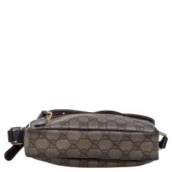 مملوكة مسبقًا حقيبة كاميرا غوتشي حافة جلد وكانفاس جي جي سوبريم بيج/بني سحاب أمامي 